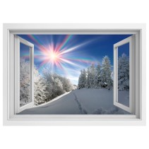 Ventanas 3d  montañas nevadas rayos de sol
